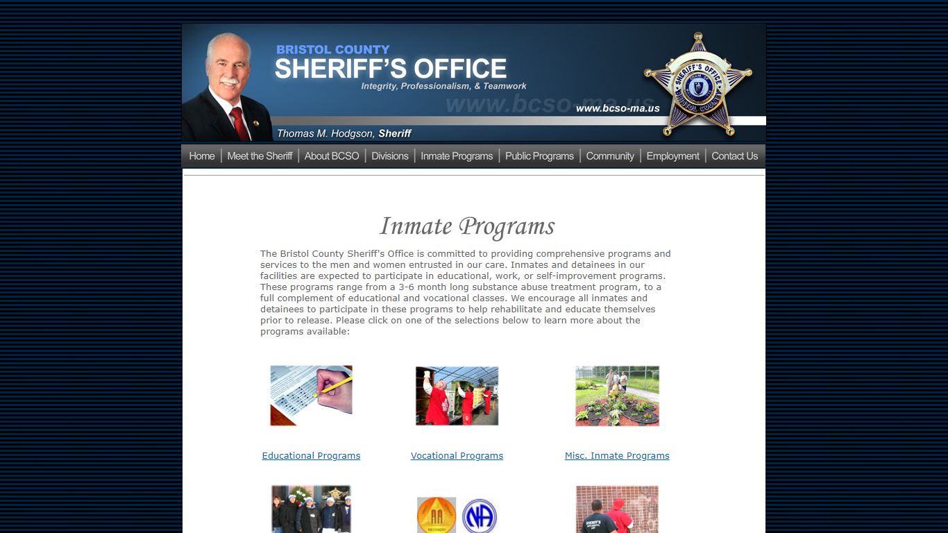 Inmate Programs - Bristol County Sheriff's Office