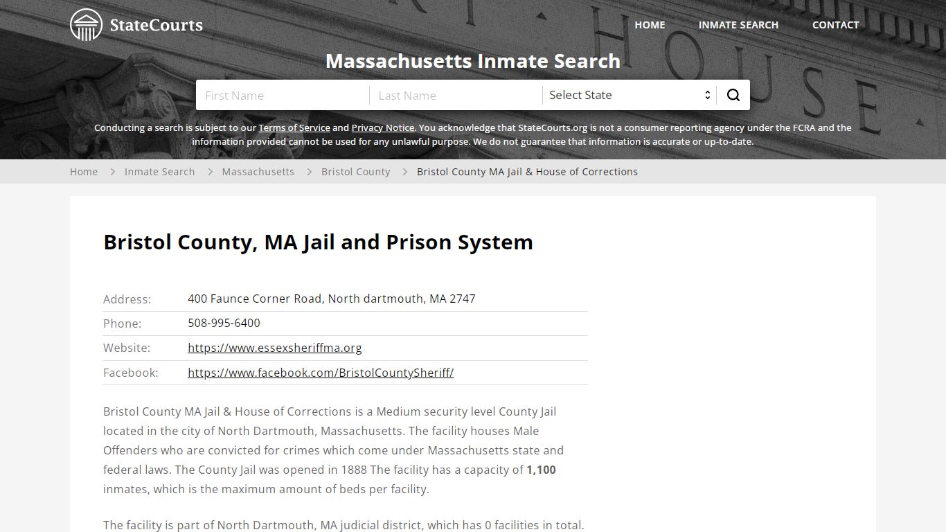 Bristol County MA Jail & House of Corrections Inmate ...